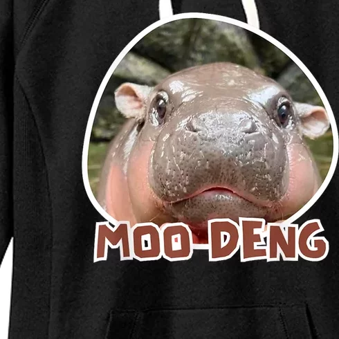 Moo Deng Pygmy Hippopotamus Funny Meme Women's Fleece Hoodie