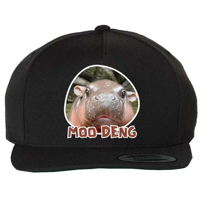 Moo Deng Pygmy Hippopotamus Funny Meme Wool Snapback Cap