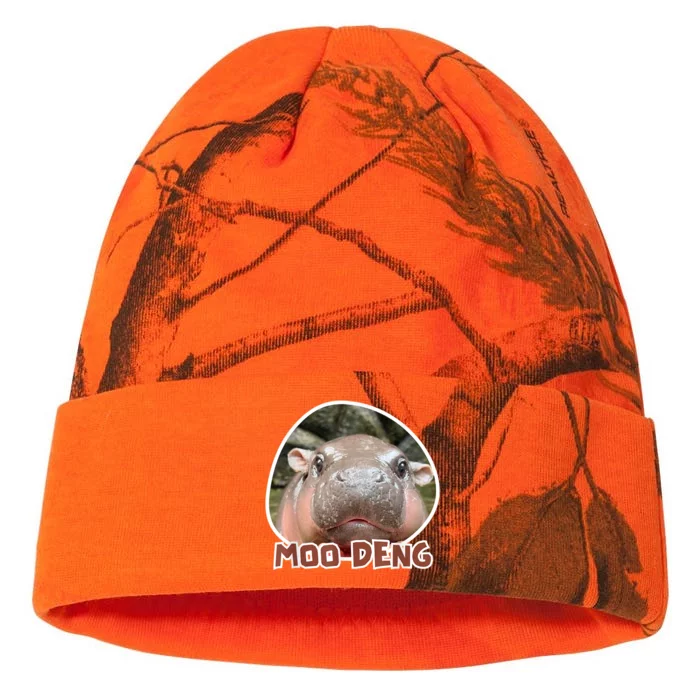 Moo Deng Pygmy Hippopotamus Funny Meme Kati - 12in Camo Beanie