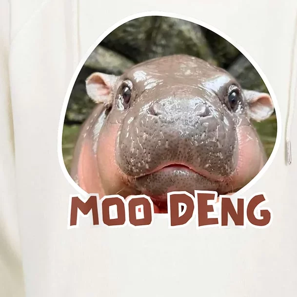 Moo Deng Pygmy Hippopotamus Funny Meme Womens Funnel Neck Pullover Hood