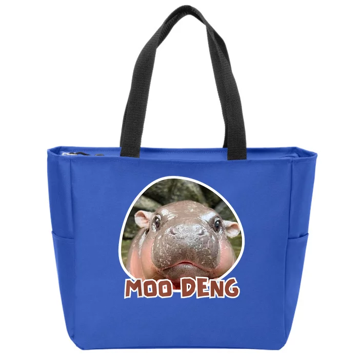 Moo Deng Pygmy Hippopotamus Funny Meme Zip Tote Bag