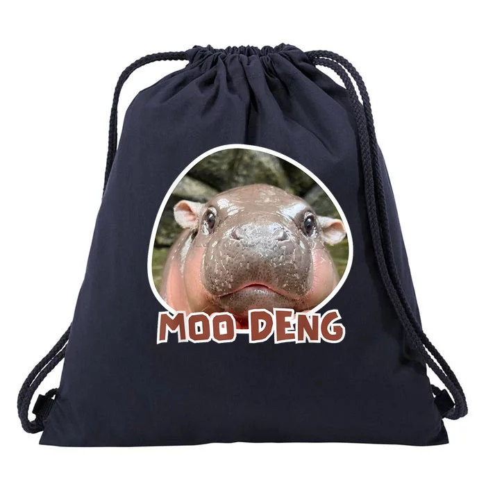 Moo Deng Pygmy Hippopotamus Funny Meme Drawstring Bag