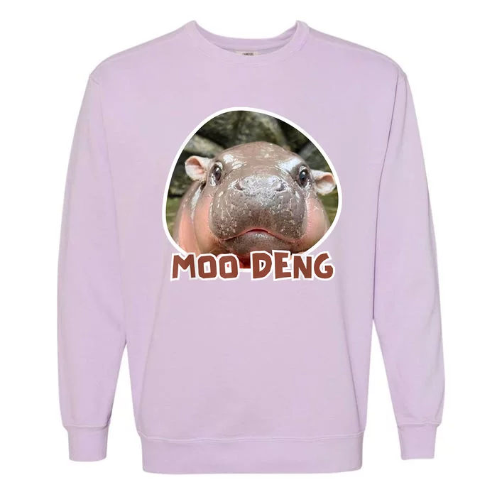 Moo Deng Pygmy Hippopotamus Funny Meme Garment-Dyed Sweatshirt