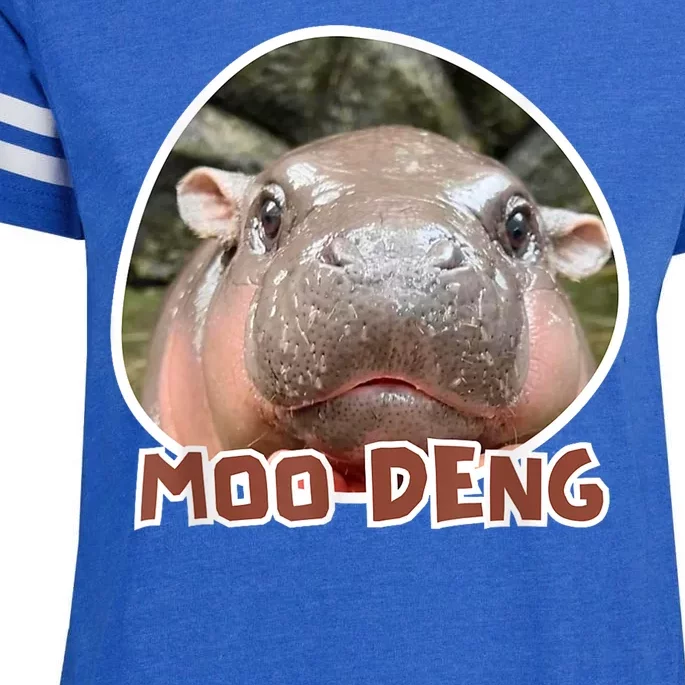 Moo Deng Pygmy Hippopotamus Funny Meme Enza Ladies Jersey Football T-Shirt