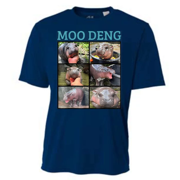 Moo Deng Picture Meme Funny Hippo Cooling Performance Crew T-Shirt