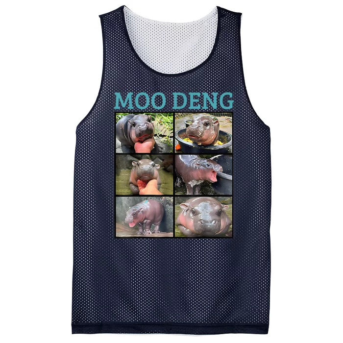 Moo Deng Picture Meme Funny Hippo Mesh Reversible Basketball Jersey Tank