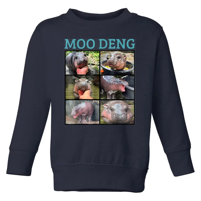 Moo Deng Picture Meme Funny Hippo Toddler Sweatshirt