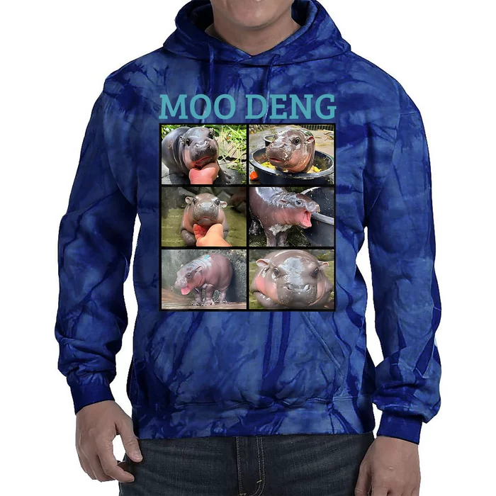 Moo Deng Picture Meme Funny Hippo Tie Dye Hoodie