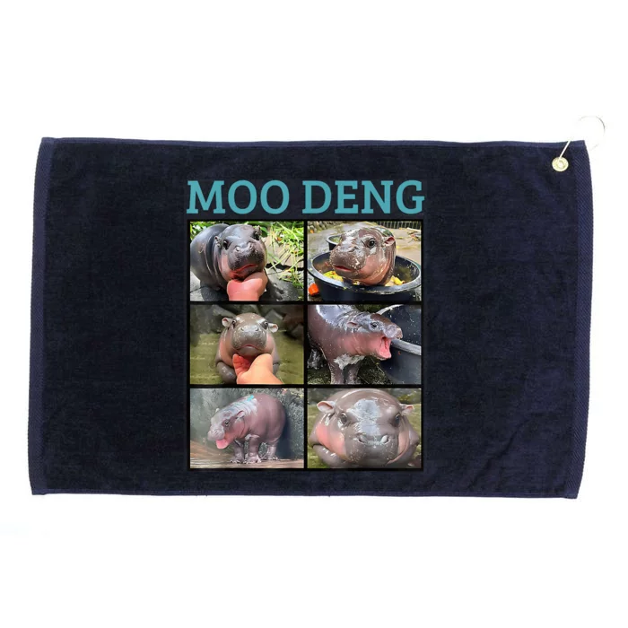 Moo Deng Picture Meme Funny Hippo Grommeted Golf Towel