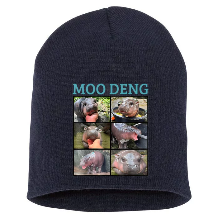 Moo Deng Picture Meme Funny Hippo Short Acrylic Beanie