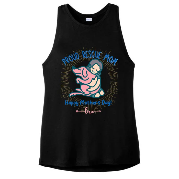 Mothers Day Proud Rescue Mama Dog Parent Mom Adoption Funny Gift Ladies Tri-Blend Wicking Tank