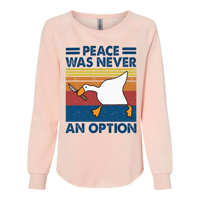 Murder Duck Peace Was Never An Option Duck With Knife Meme Womens California Wash Sweatshirt