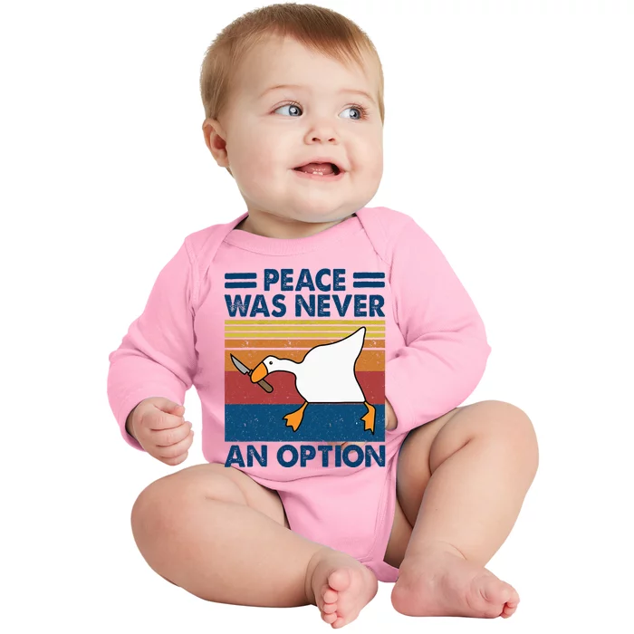 Murder Duck Peace Was Never An Option Duck With Knife Meme Baby Long Sleeve Bodysuit