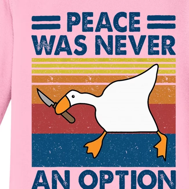 Murder Duck Peace Was Never An Option Duck With Knife Meme Baby Long Sleeve Bodysuit