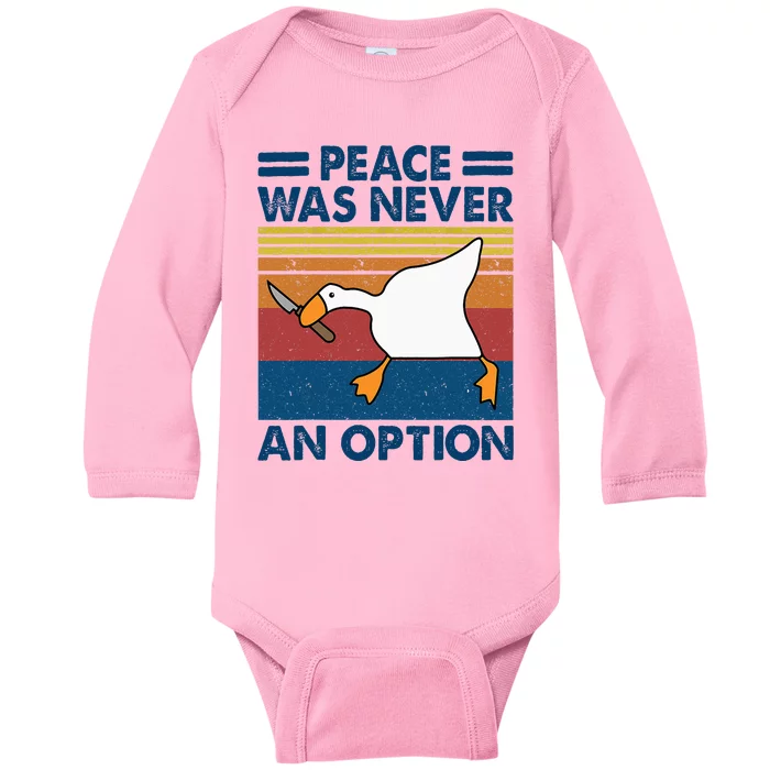 Murder Duck Peace Was Never An Option Duck With Knife Meme Baby Long Sleeve Bodysuit