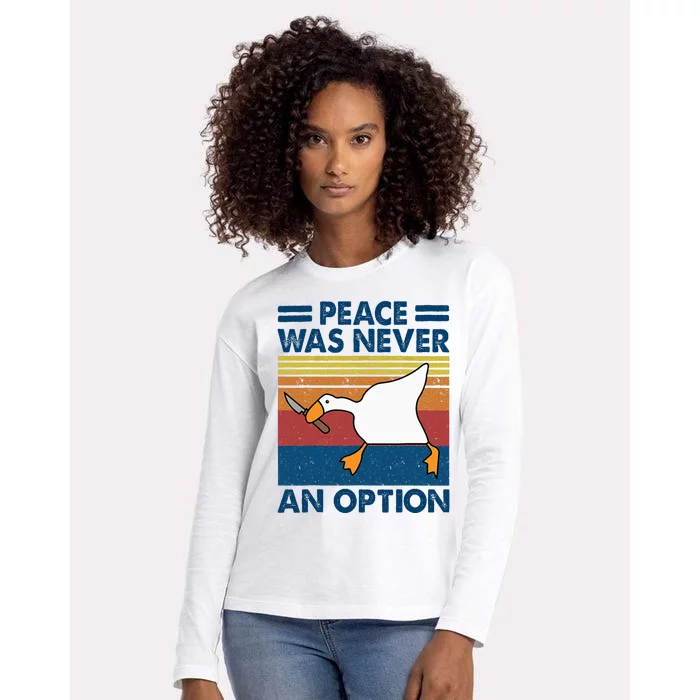 Murder Duck Peace Was Never An Option Duck With Knife Meme Womens Cotton Relaxed Long Sleeve T-Shirt