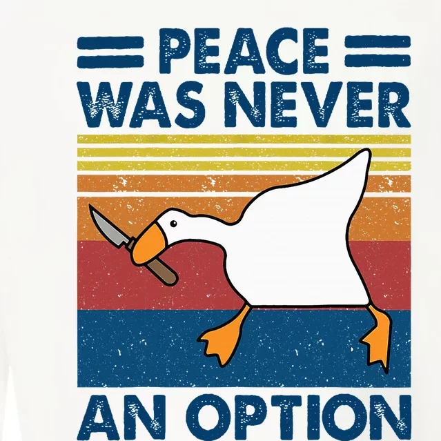 Murder Duck Peace Was Never An Option Duck With Knife Meme Cropped Pullover Crew