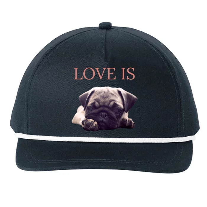 Mothers Day Pug Gift Pug Mom Life Love Dog Snapback Five-Panel Rope Hat