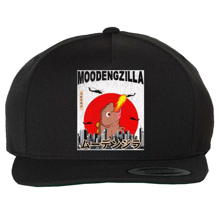 Moo Deng Pygmy Hippopotamus Funny Moodengzilla Gift Wool Snapback Cap