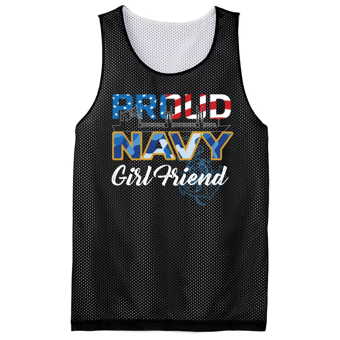 Memorial Day Proud Nav'y GirlFriend Mesh Reversible Basketball Jersey Tank