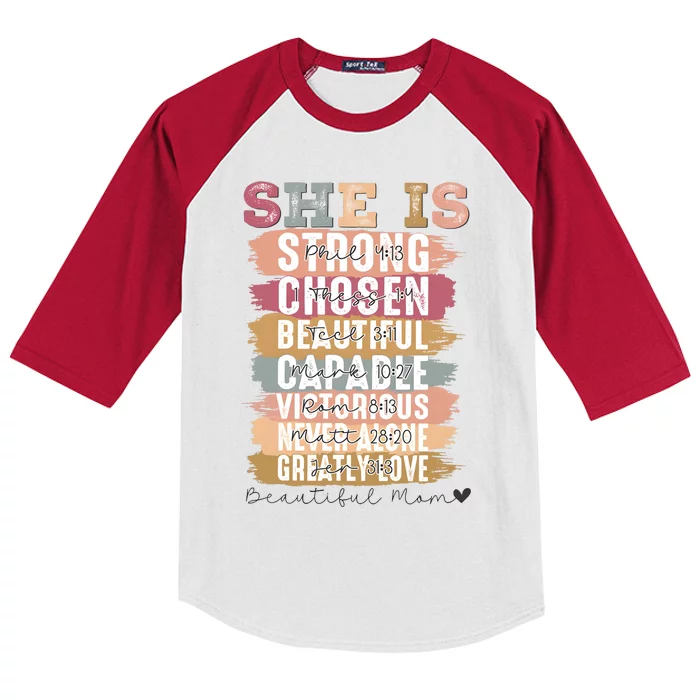 Mother’S Day Quote She Is Mom Kids Colorblock Raglan Jersey