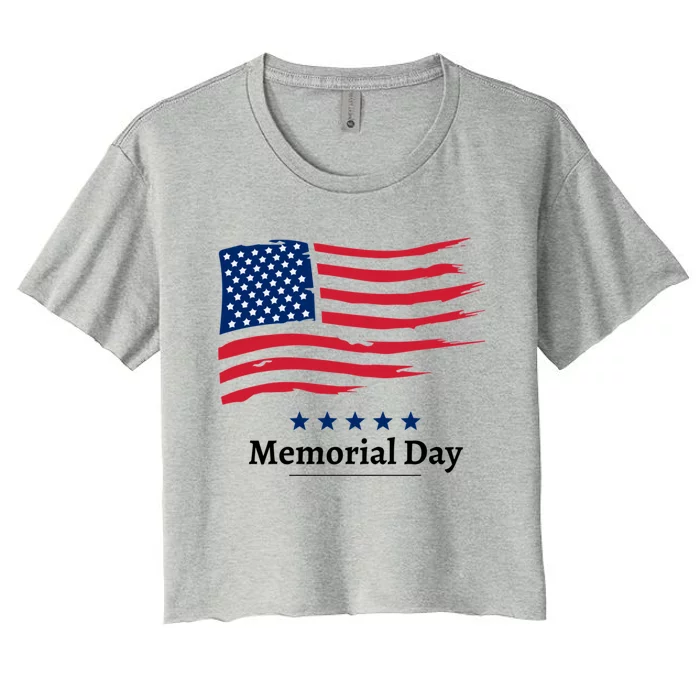 Memorial Day Remember And Honor America Flag Meaningful Gift Women's Crop Top Tee