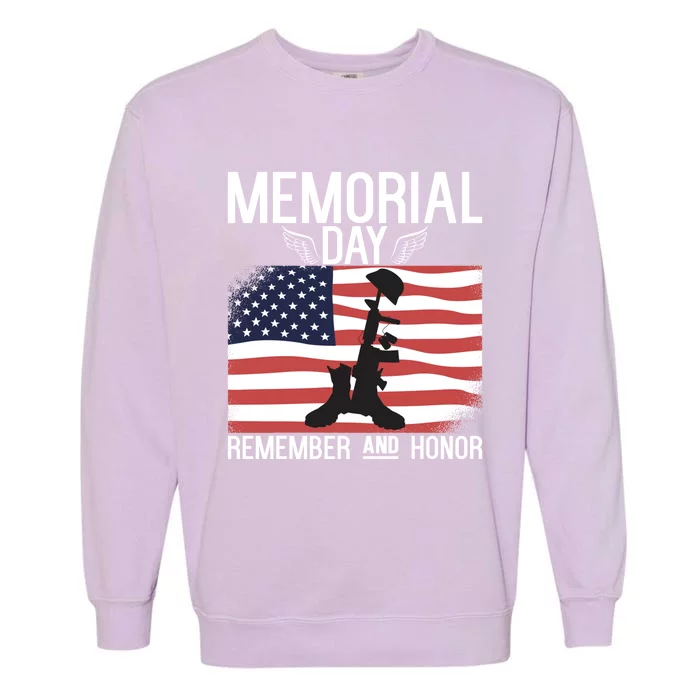 Memorial Day Remember And Honor American Flag Veterans Gift Garment-Dyed Sweatshirt