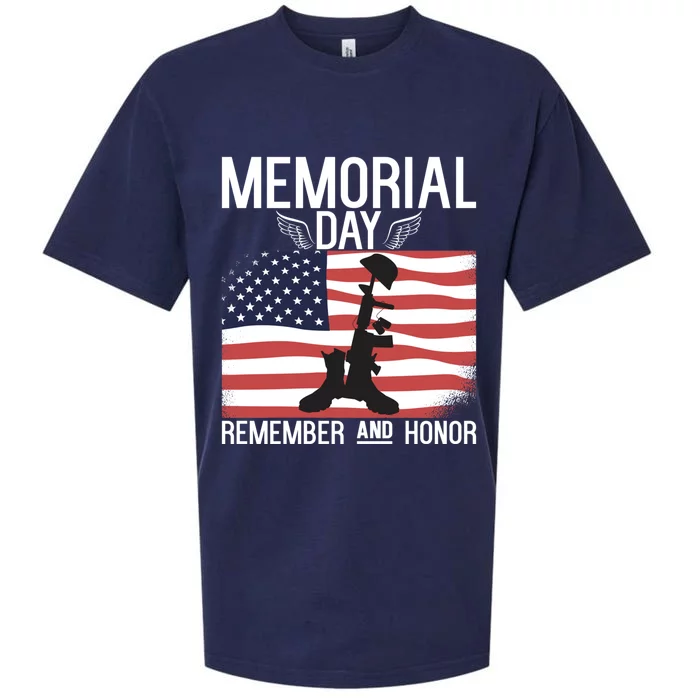 Memorial Day Remember And Honor American Flag Veterans Gift Sueded Cloud Jersey T-Shirt