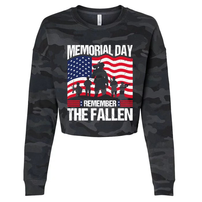 Memorial Day Remember the Proud Veteran Military Vintage Cropped Pullover Crew