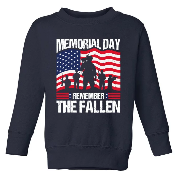 Memorial Day Remember the Proud Veteran Military Vintage Toddler Sweatshirt