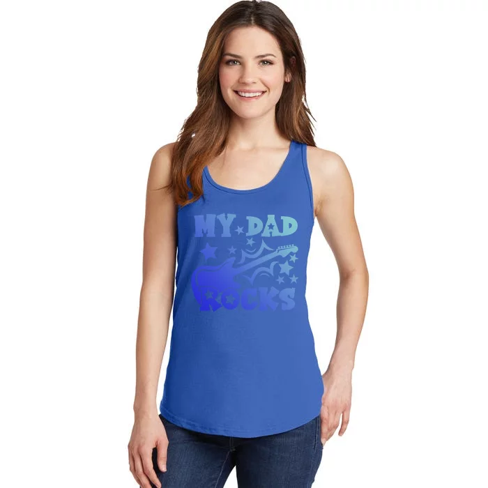 My Dad Rocks Funny Fathers Day Dad Vintage Gift Ladies Essential Tank