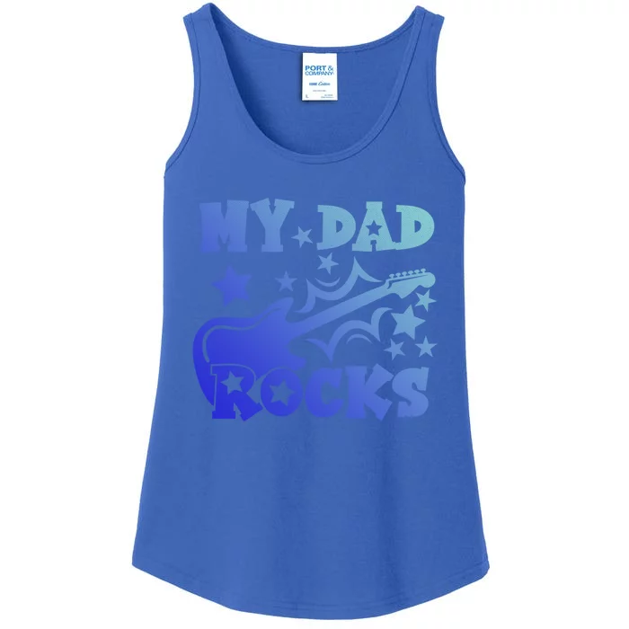 My Dad Rocks Funny Fathers Day Dad Vintage Gift Ladies Essential Tank