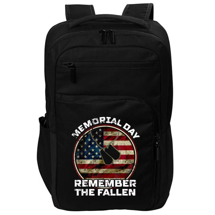 Memorial Day Remember The Fallen Us Vintage Veteran Military Impact Tech Backpack