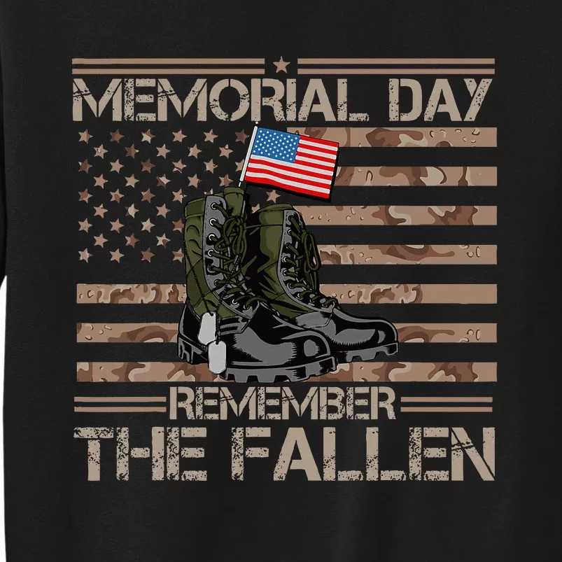 Memorial Day Remember The Fallen Veteran Military Camouflage Tall Sweatshirt