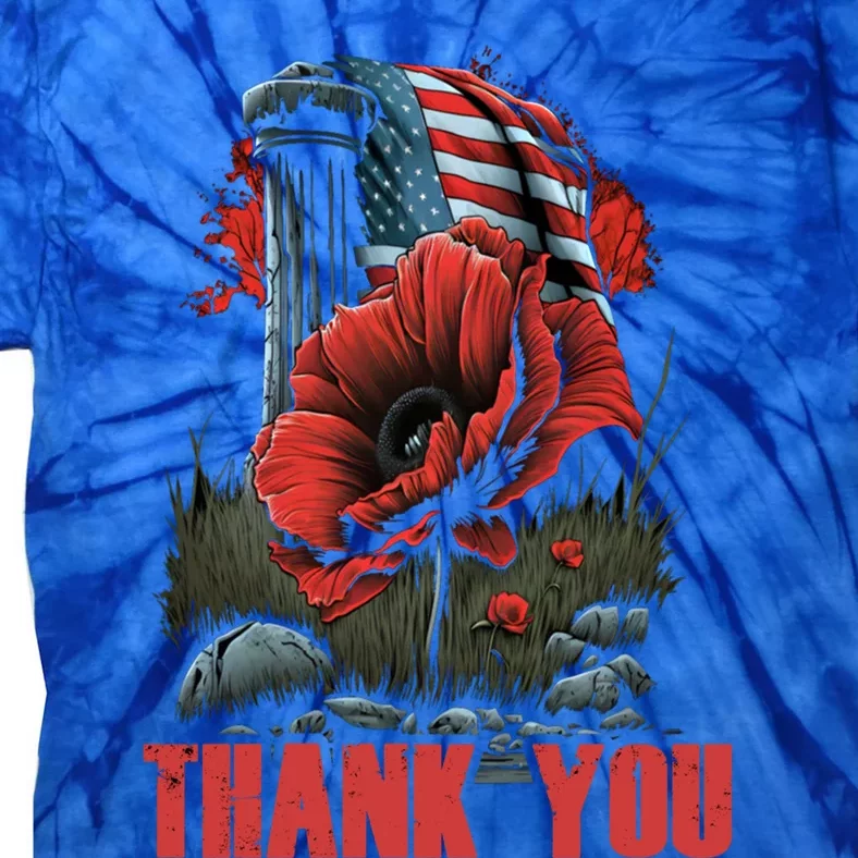 Memorial Day Red Poppy Flower Fallen Hero Veteran Usa Flag Cute Gift Tie-Dye T-Shirt