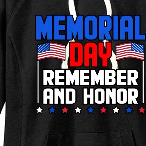 Memorial Day Remember And Honor Usa Flag Veteran Graphic Gift Women's Fleece Hoodie