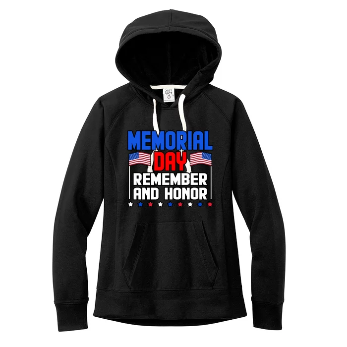 Memorial Day Remember And Honor Usa Flag Veteran Graphic Gift Women's Fleece Hoodie