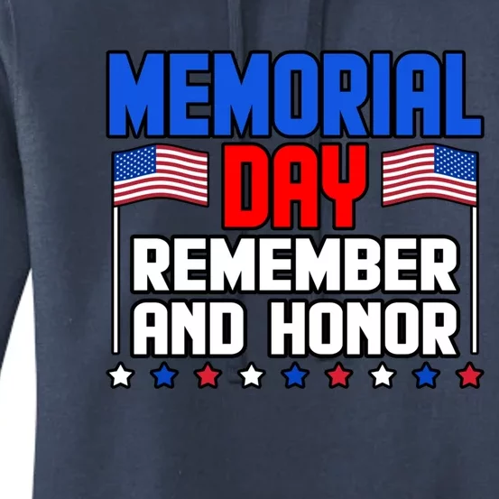 Memorial Day Remember And Honor Usa Flag Veteran Graphic Gift Women's Pullover Hoodie