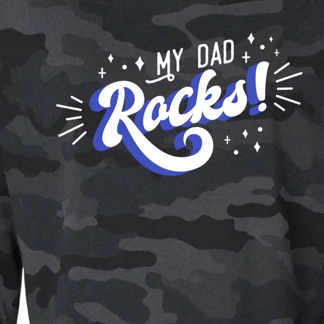 My Dad Rocks Funny Gift Cropped Pullover Crew