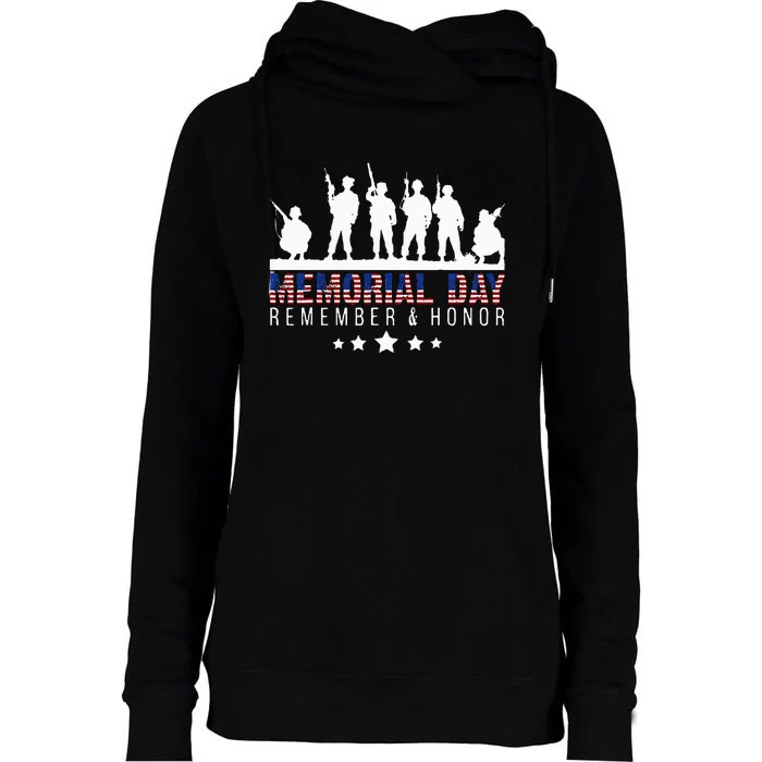 Memorial Day Remember Honor Veteran Usa Flag Pateriot Army Womens Funnel Neck Pullover Hood