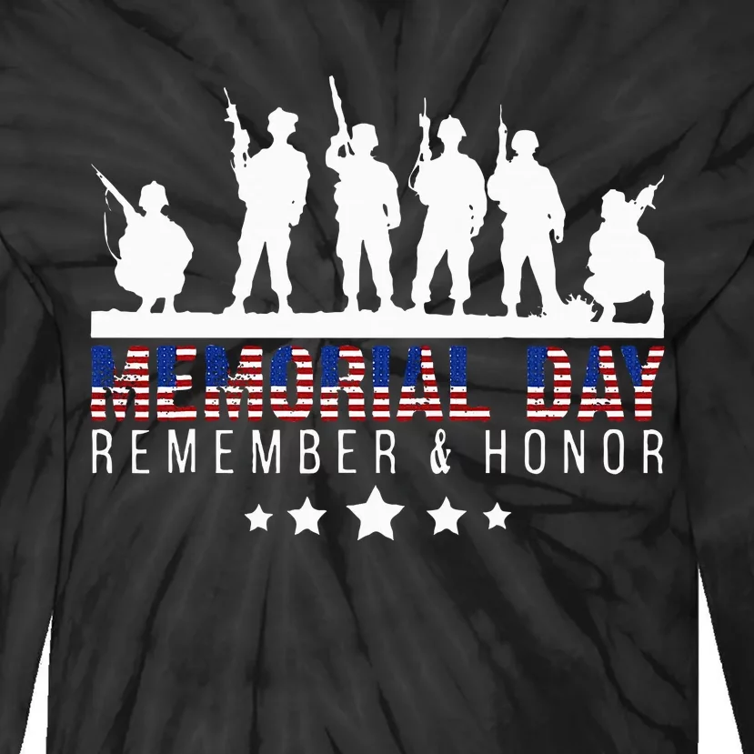 Memorial Day Remember Honor Veteran Usa Flag Pateriot Army Tie-Dye Long Sleeve Shirt