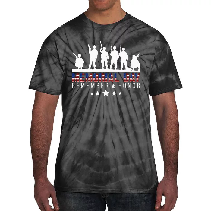 Memorial Day Remember Honor Veteran Usa Flag Pateriot Army Tie-Dye T-Shirt