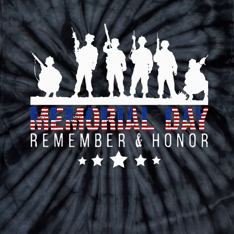 Memorial Day Remember Honor Veteran Usa Flag Pateriot Army Tie-Dye T-Shirt