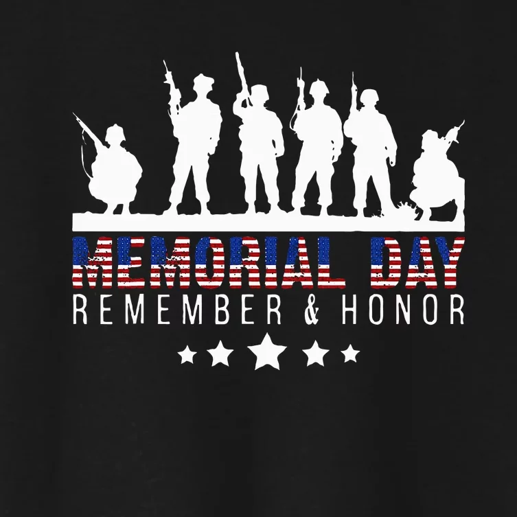 Memorial Day Remember Honor Veteran Usa Flag Pateriot Army Women's Crop Top Tee