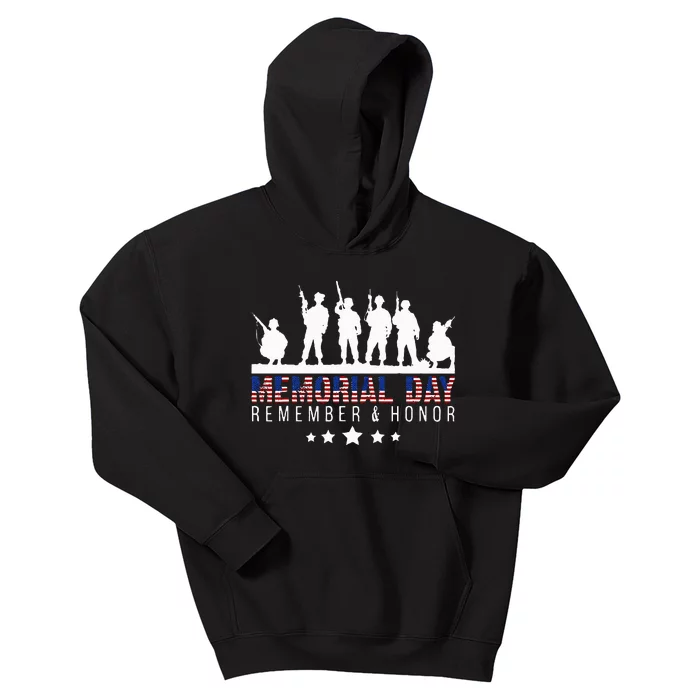 Memorial Day Remember Honor Veteran Usa Flag Pateriot Army Kids Hoodie