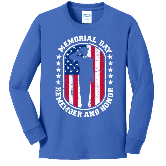 Memorial Day Remember Honor Veterans Sacrifice For Freedom Cute Gift Kids Long Sleeve Shirt