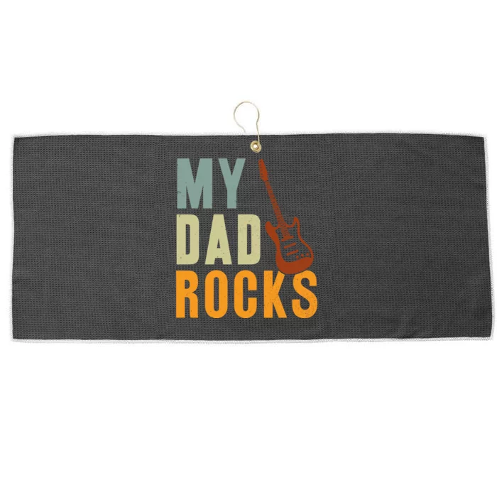 My Dad Rocks FatherS Day Graphic Large Microfiber Waffle Golf Towel