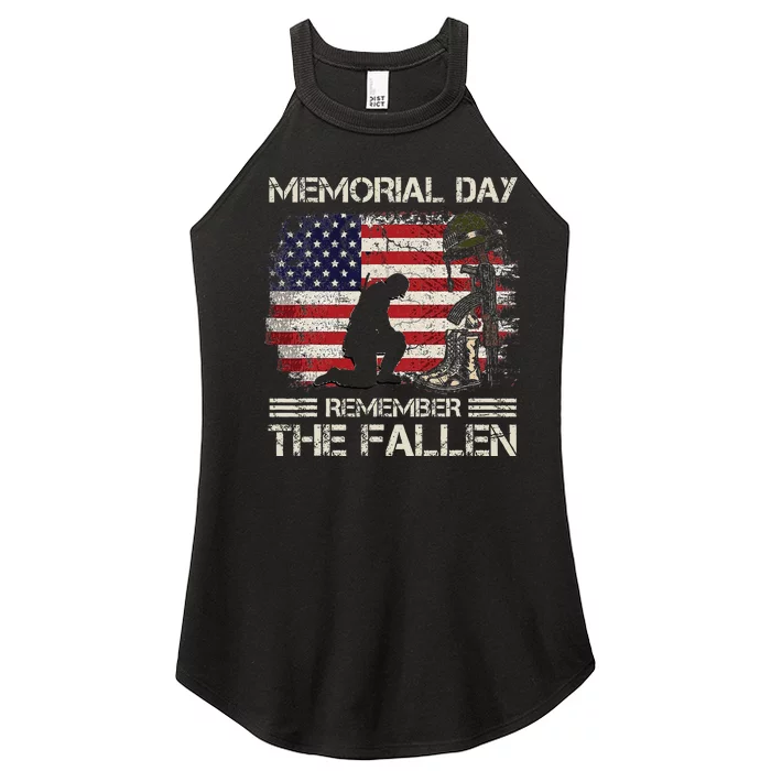 Memorial Day Remember The Fallen Veteran Military Vintage Women’s Perfect Tri Rocker Tank