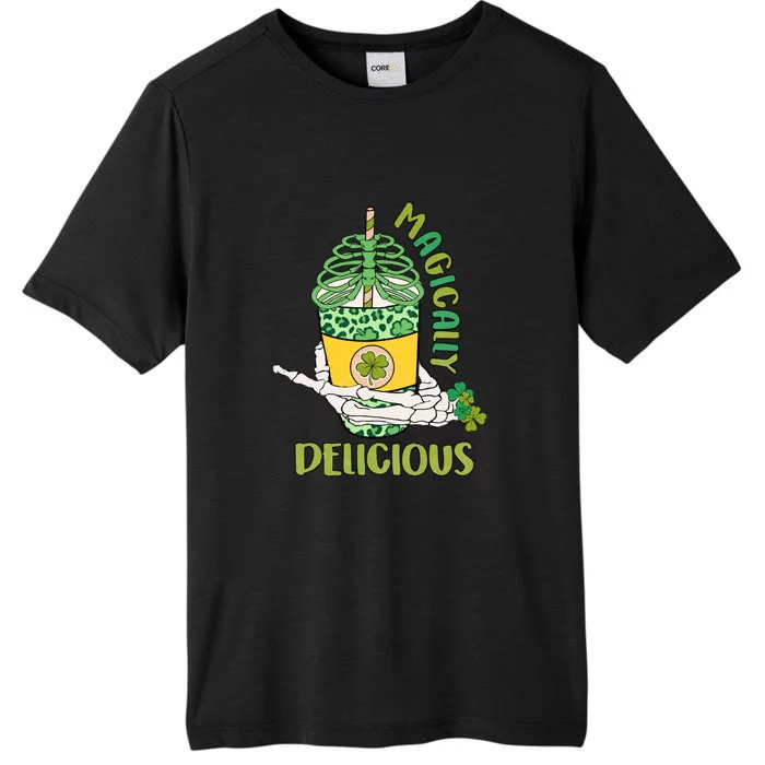 Magically Delicious Retro Shamrock Coffee Latte Patricks Day ChromaSoft Performance T-Shirt