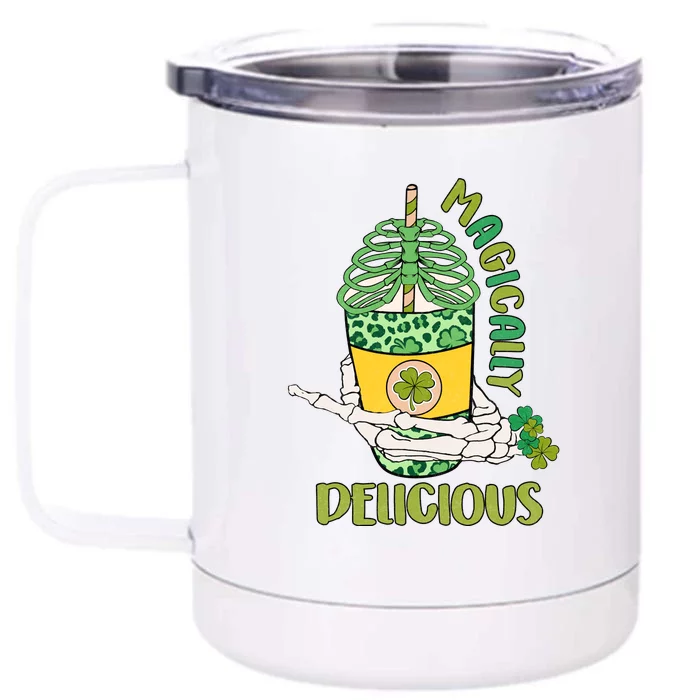 Magically Delicious Retro Shamrock Coffee Latte Patricks Day Front & Back 12oz Stainless Steel Tumbler Cup